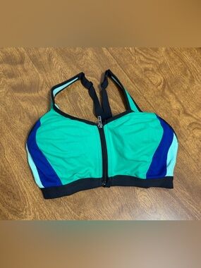 Victoria’s Secret VSX Knockout Sports Bra Running Workout Black Green Blue Gold